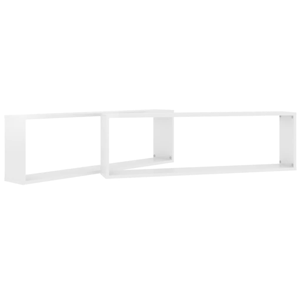 Étagères cube murales 2 pcs blanc brillant bois d'ingénierie