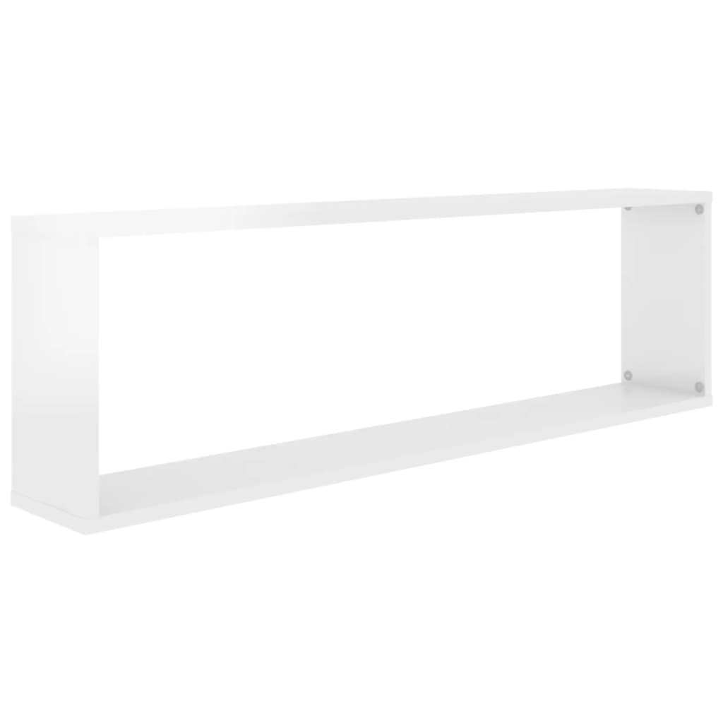 Étagères cube murales 2 pcs blanc brillant bois d'ingénierie