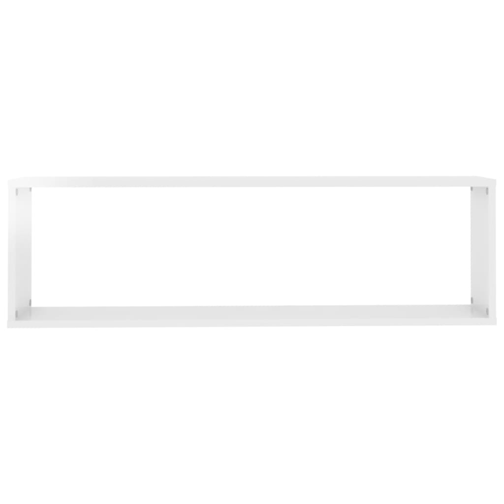 Étagères cube murales 2 pcs blanc brillant bois d'ingénierie