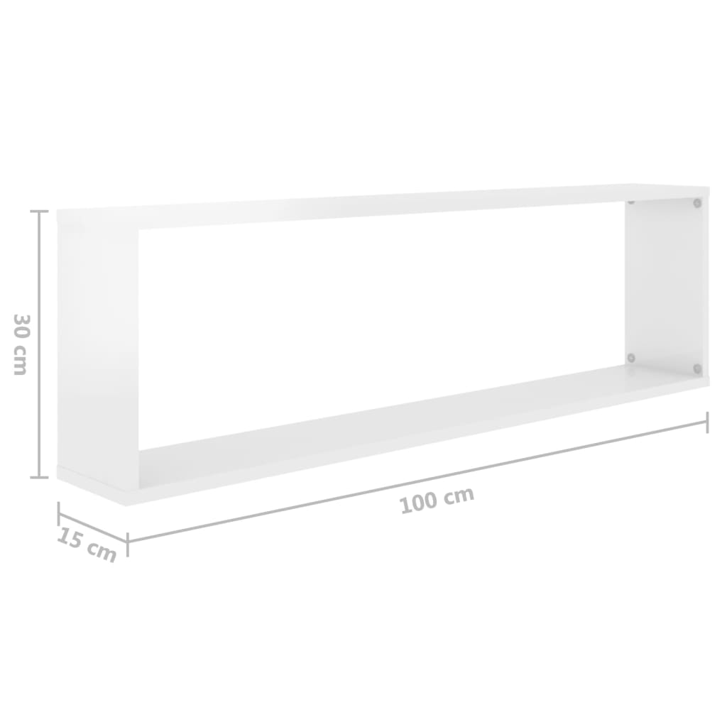 Étagères cube murales 2 pcs blanc brillant bois d'ingénierie