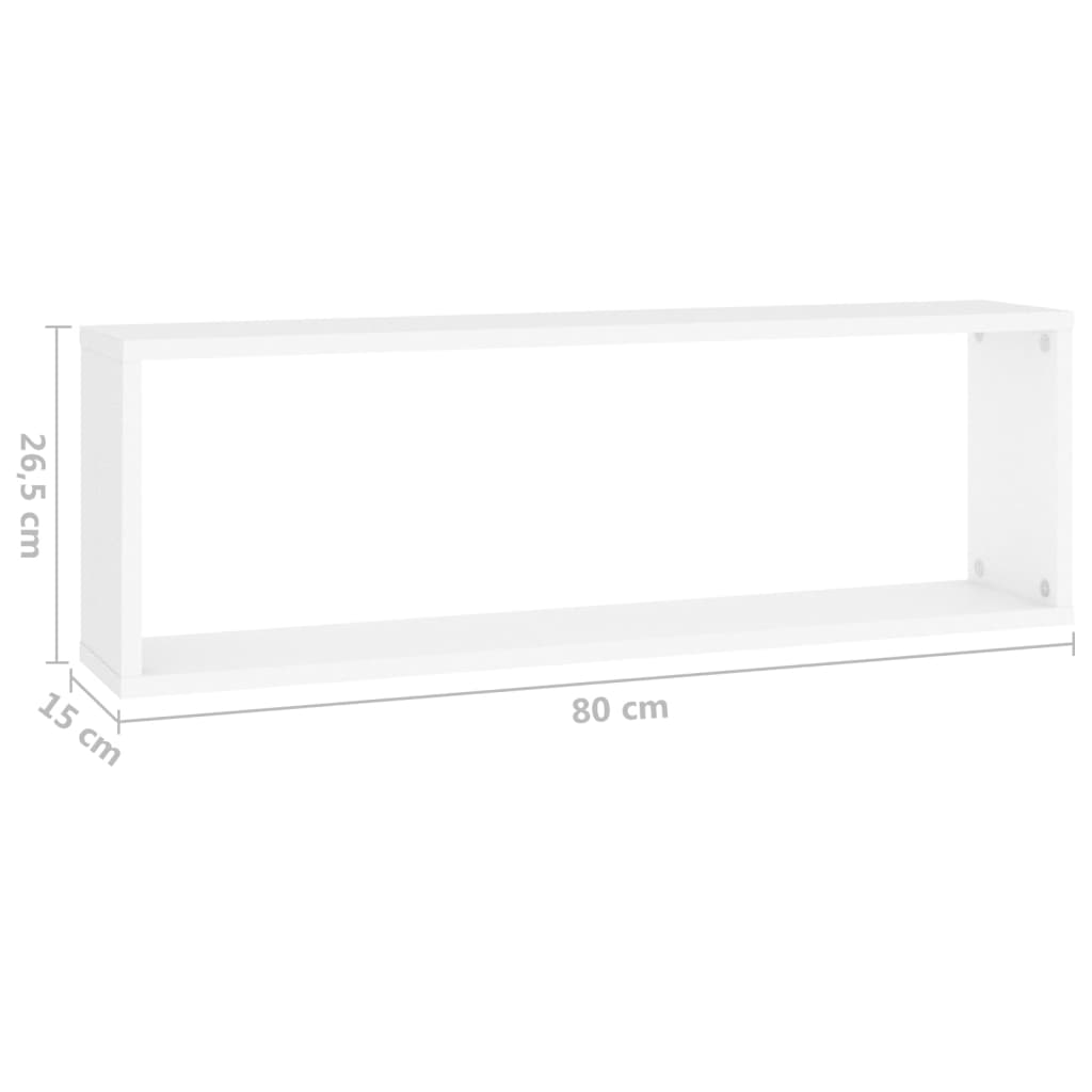 Étagères cube murales 2pcs Blanc 80x15x26,5cm bois d'ingénierie