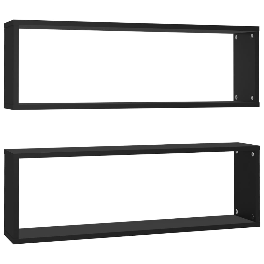 Étagères cube murales 2pcs Noir 80x15x26,5cm bois d'ingénierie