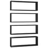 Étagères cube murales 4 pcs Noir 80x15x26,5cm bois d'ingénierie