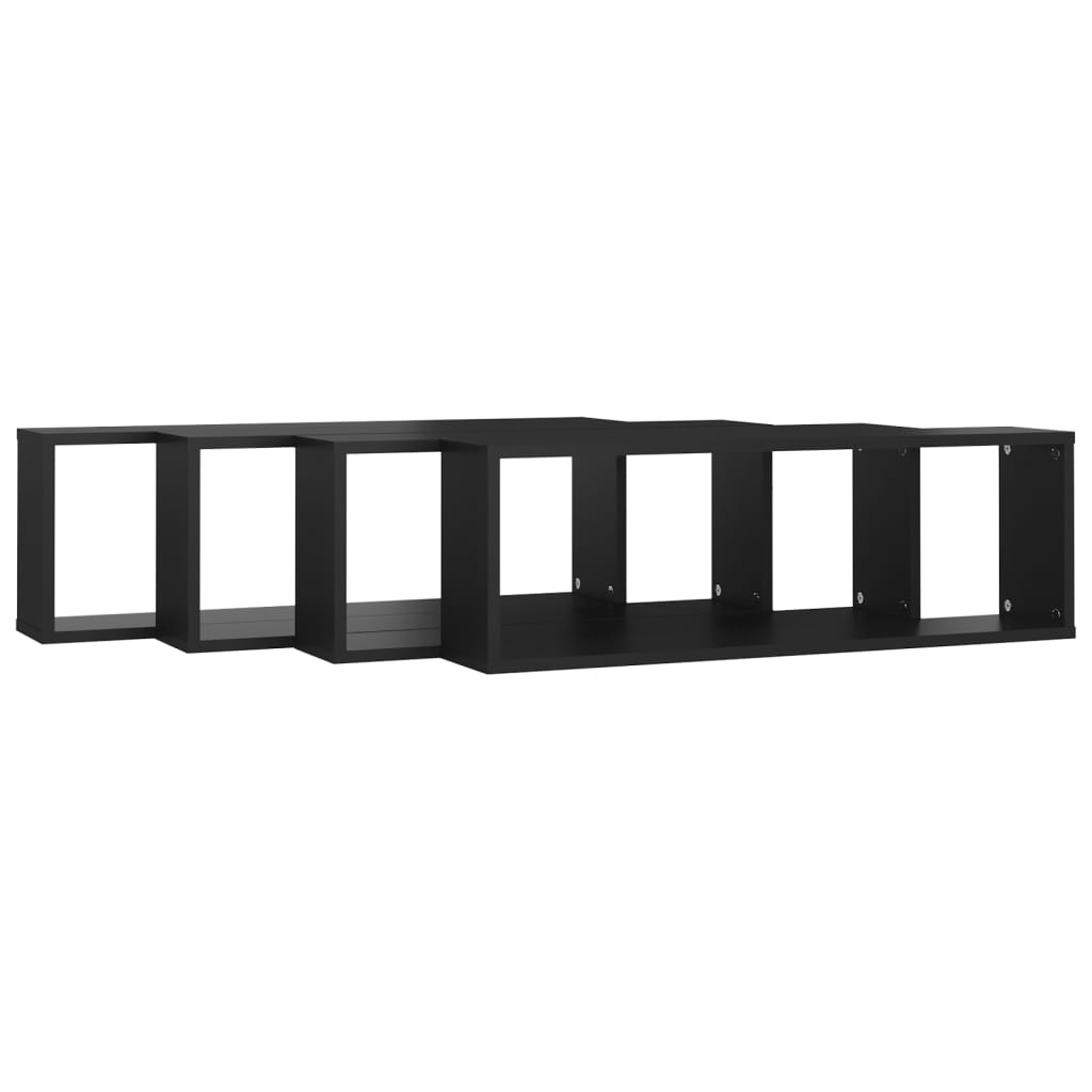 Étagères cube murales 4 pcs Noir 80x15x26,5cm bois d'ingénierie