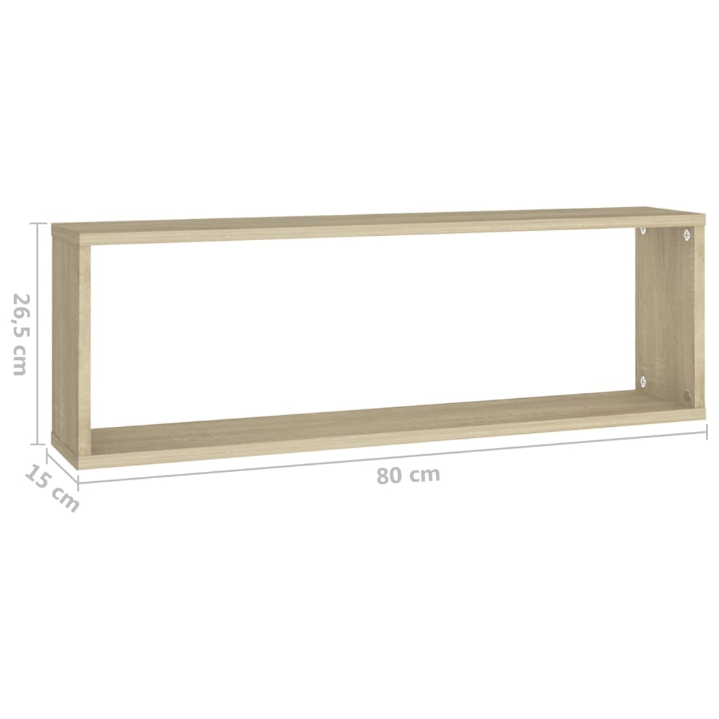 Étagères cube murales 2 pcs chêne sonoma bois d'ingénierie