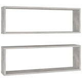 Étagères cube murales 2 pcs gris béton bois d'ingénierie