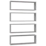 Étagères cube murales 4 pcs gris béton bois d'ingénierie