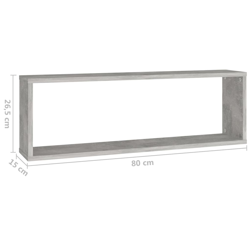 Étagères cube murales 4 pcs gris béton bois d'ingénierie