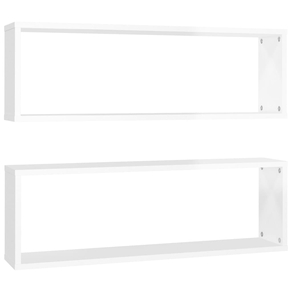 Étagère cube murale 2 pcs Blanc brillant 80x15x26,5cm