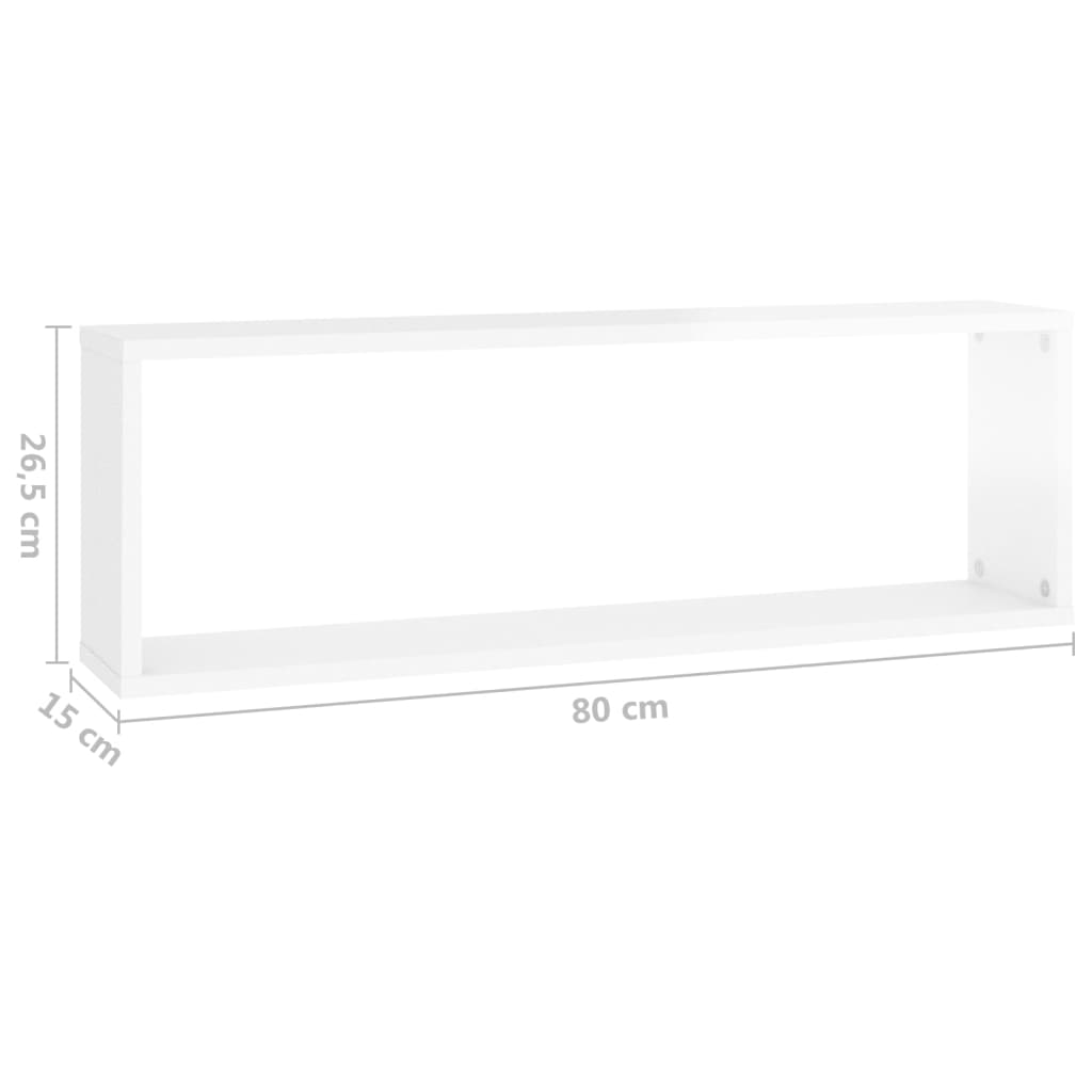 Étagère cube murale 2 pcs Blanc brillant 80x15x26,5cm