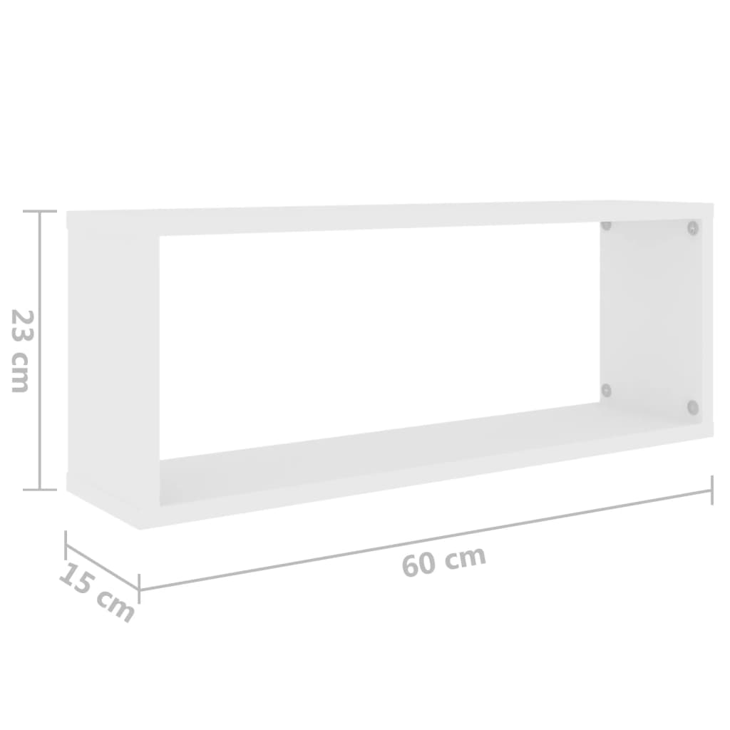 Étagères murales cube 2 pcs Blanc 60x15x23 cm Bois d’ingénierie