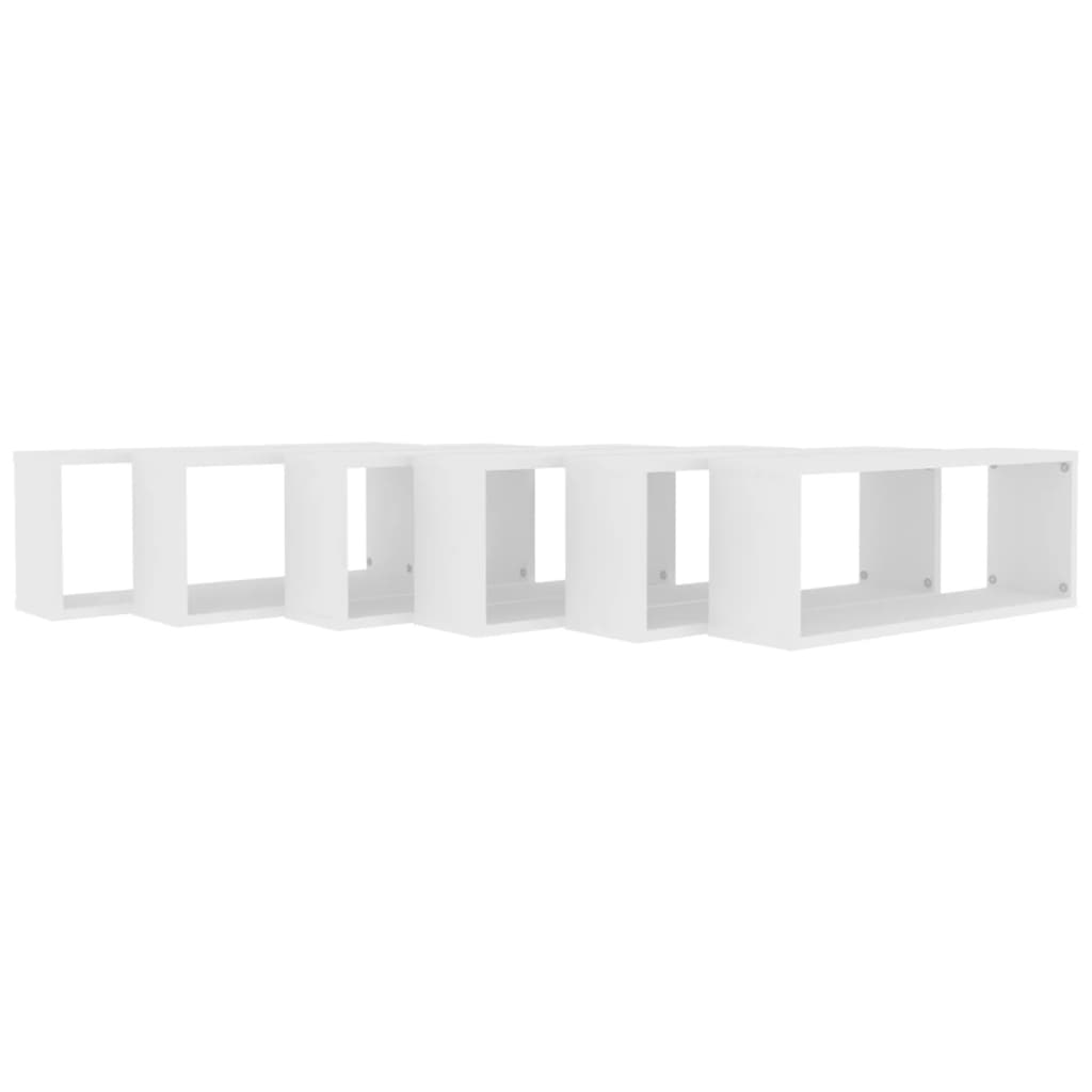 Étagères murales cube 6 pcs Blanc 60x15x23 cm Bois d’ingénierie