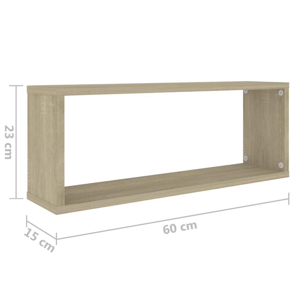 Étagères murales cube 2 pcs Chêne sonoma Bois d’ingénierie