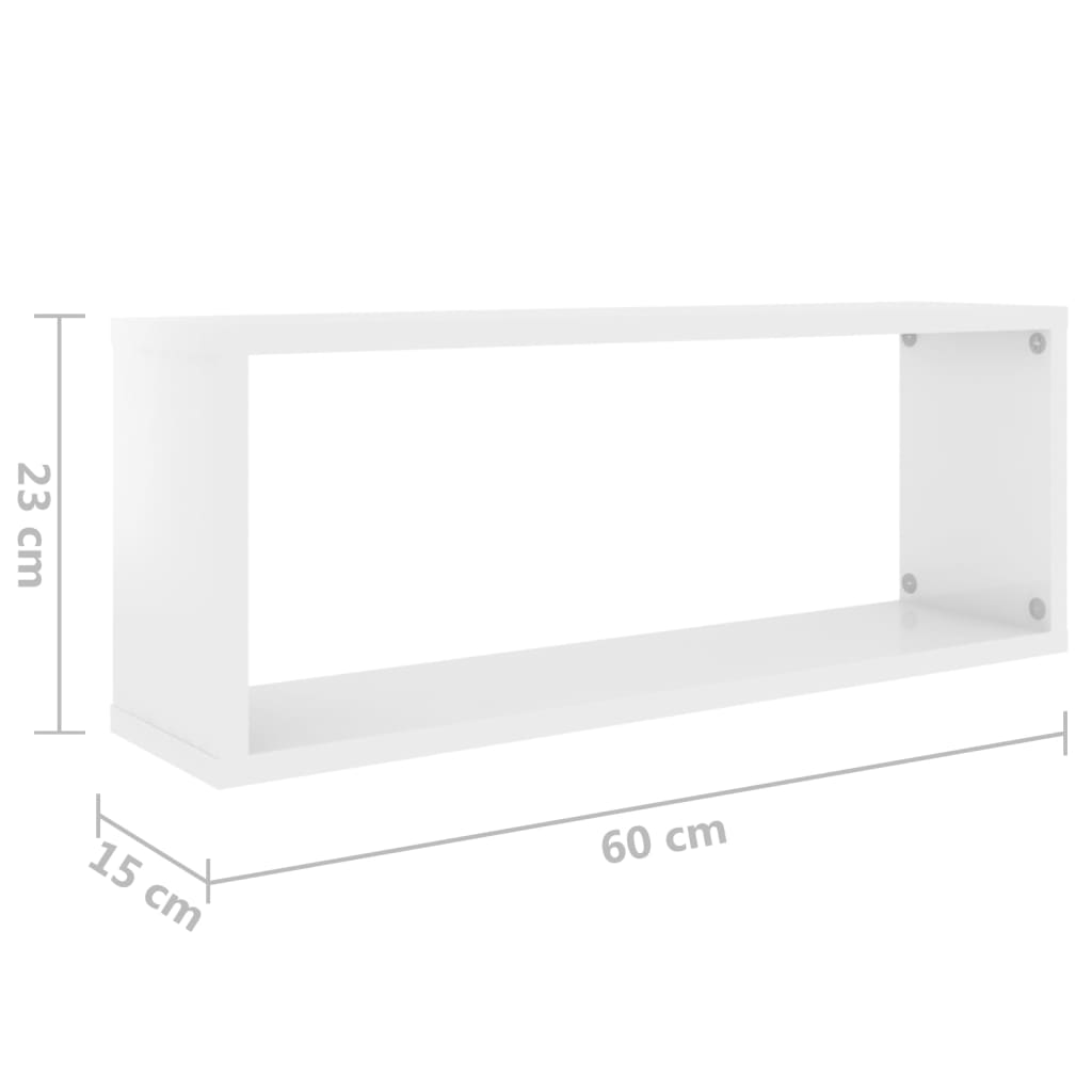 Étagères murales cube 6 pcs Blanc brillant Bois d’ingénierie