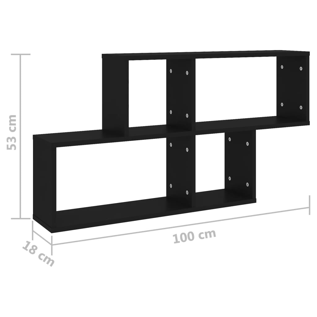 Étagère murale Noir 100x18x53 cm Bois d’ingénierie