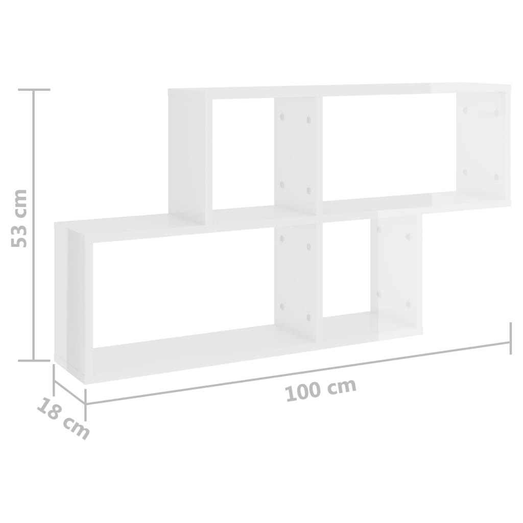 Étagère murale Blanc brillant 100x18x53 cm Bois d’ingénierie