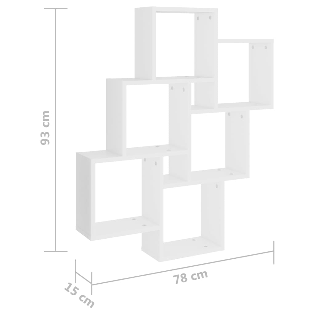 Étagère murale cube Blanc 78x15x93 cm Bois d’ingénierie