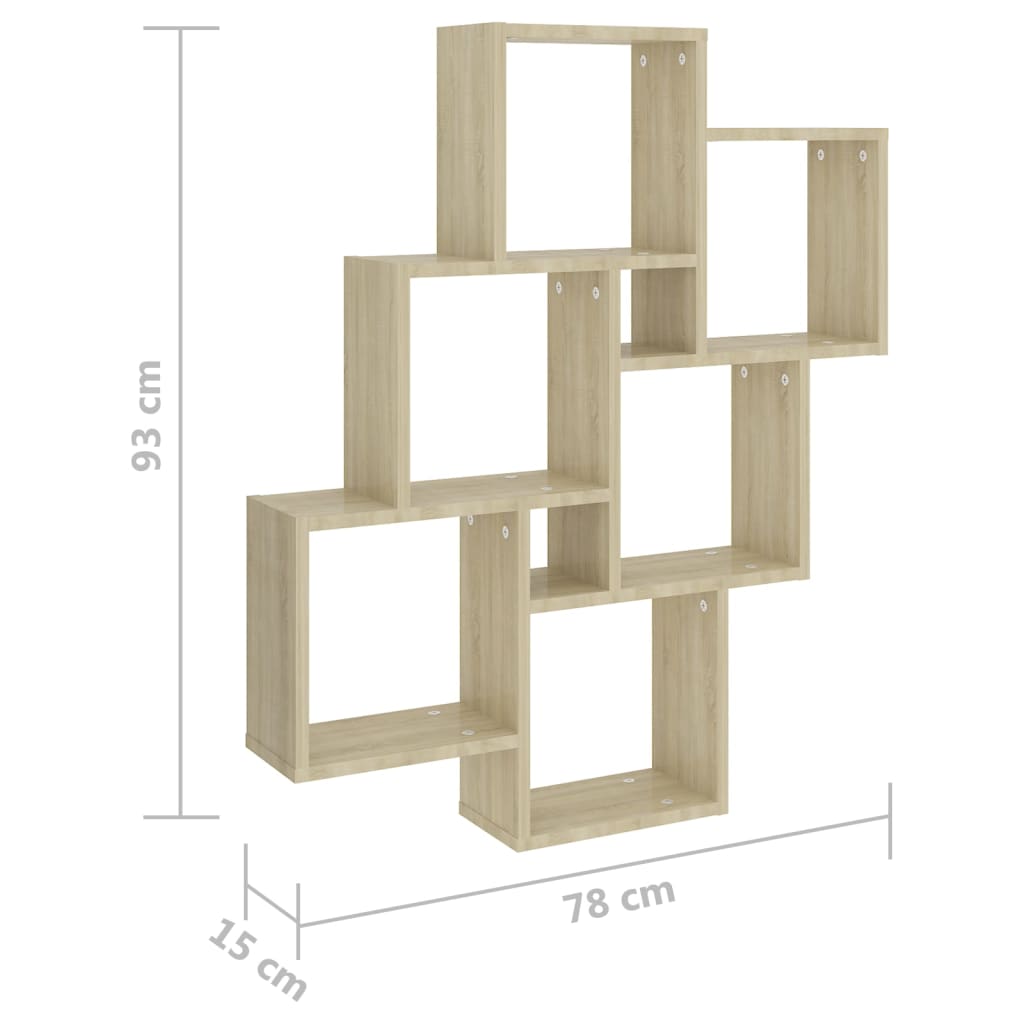 Étagère murale cube Chêne sonoma 78x15x93 cm Bois d’ingénierie