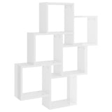 Étagère murale cube Blanc brillant 78x15x93cm Bois d’ingénierie