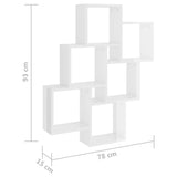 Étagère murale cube Blanc brillant 78x15x93cm Bois d’ingénierie