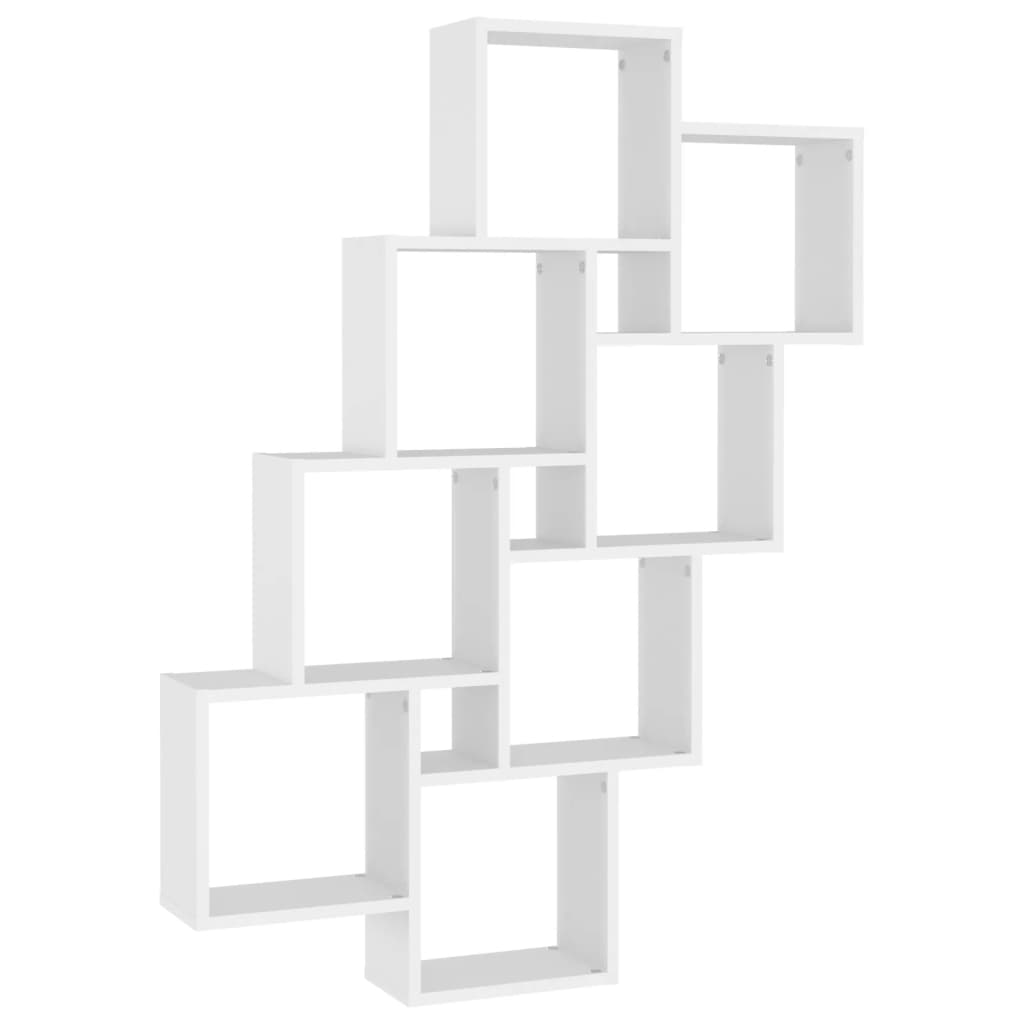 Étagère murale cube Blanc 90x15x119 cm Bois d’ingénierie