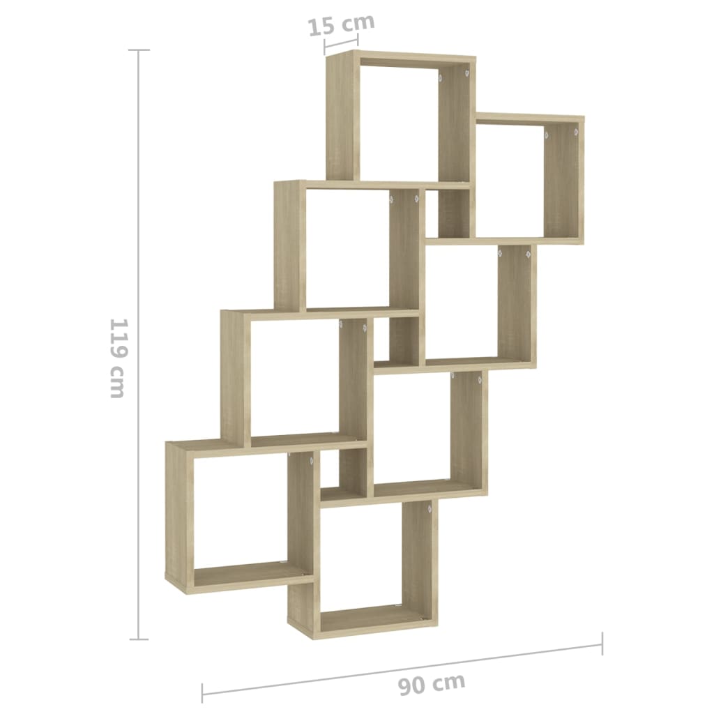 Étagère murale cube Chêne sonoma 90x15x119 cm Bois d’ingénierie