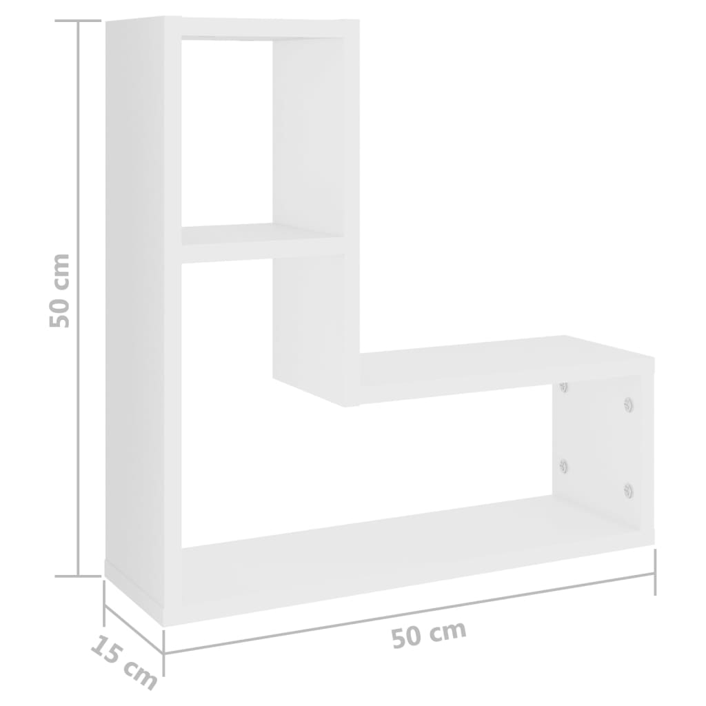 Étagères murales 2 pcs blanc 50x15x50 cm bois d'ingénierie