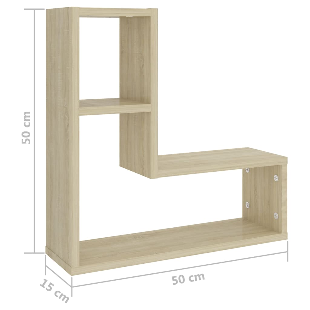 Étagères murales 2pcs chêne sonoma 50x15x50cm bois d'ingénierie