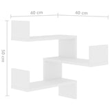 Étagères murales d'angle 2 pcs Blanc 40x40x50cm bois ingénierie