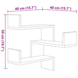 Étagères d'angle murales 2 pcs noir 40x40x50 cm bois ingénierie