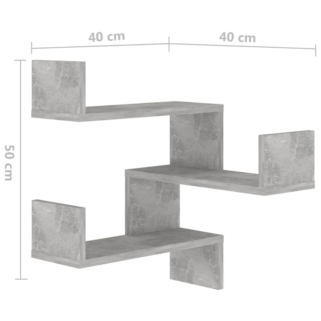 Étagère murale d'angle Gris béton 40x40x50 cm Bois d’ingénierie