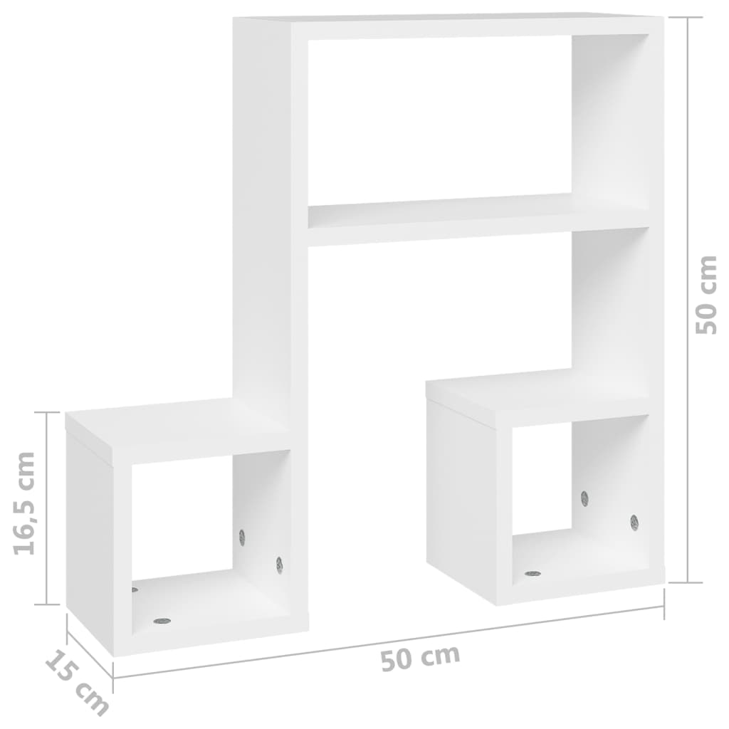 Étagères murales 2 pcs blanc 50x15x50 cm bois d'ingénierie