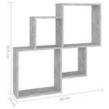 Étagère murale cube Gris béton 80x15x78,5 cm Bois d’ingénierie