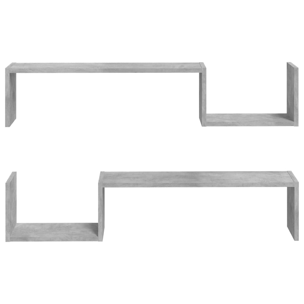 Étagères murales 2 pcs gris béton 100x15x20cm bois d'ingénierie