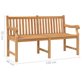 Banc de jardin 150 cm bois de teck massif