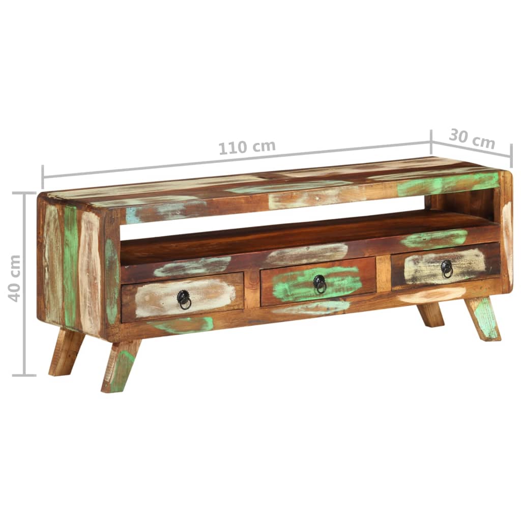 Meuble TV Multicolore 110x30x40 cm Bois massif de récupération