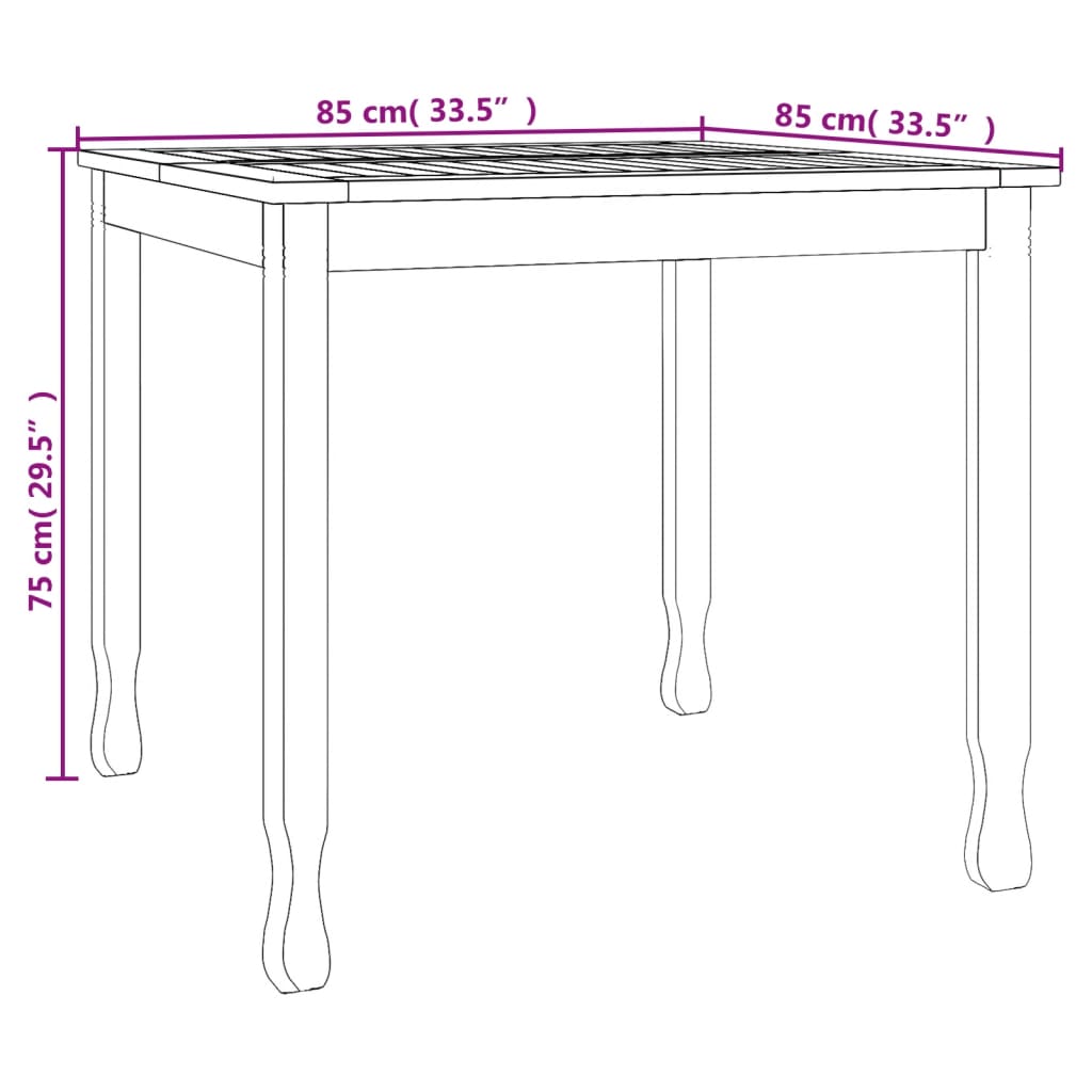 Table à dîner de jardin 85x85x75 cm Bois massif de teck