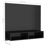 Meuble TV mural Noir brillant 102x23,5x90 cm Bois d’ingénierie