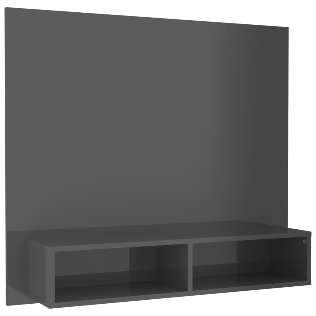 Meuble TV mural Gris brillant 102x23,5x90 cm Bois d’ingénierie