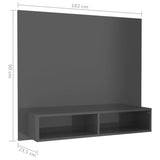 Meuble TV mural Gris brillant 102x23,5x90 cm Bois d’ingénierie