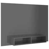 Meuble TV mural Gris brillant 135x23,5x90 cm Bois d’ingénierie