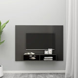 Meuble TV mural Gris brillant 135x23,5x90 cm Bois d’ingénierie