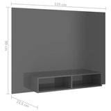 Meuble TV mural Gris brillant 135x23,5x90 cm Bois d’ingénierie