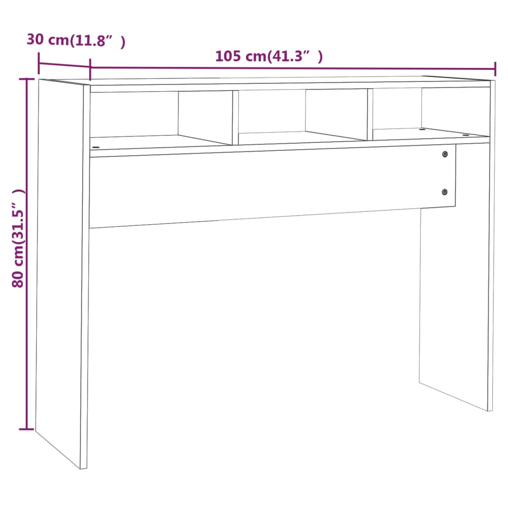 Weißer Konsolentisch 105x30x80 cm aus Holzwerkstoff