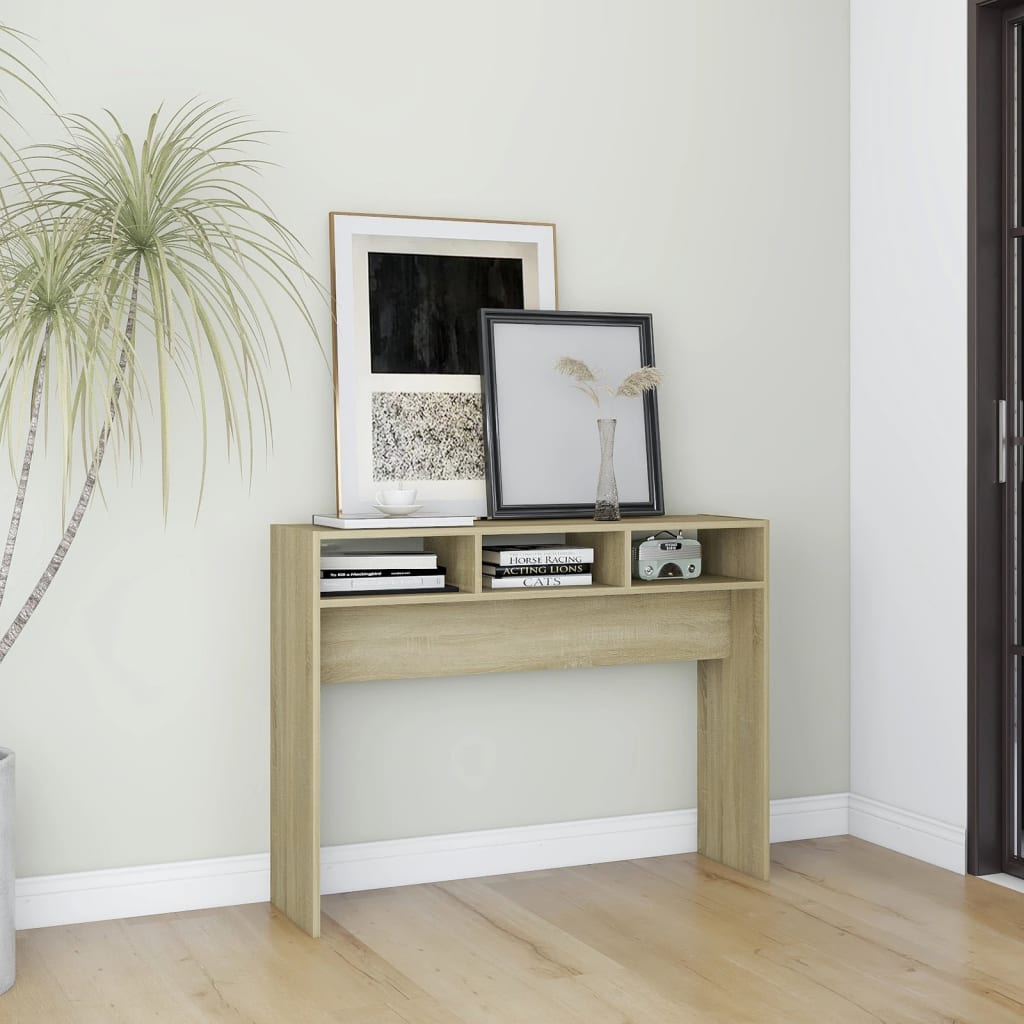 Table console chêne sonoma 105x30x80 cm bois d'ingénierie