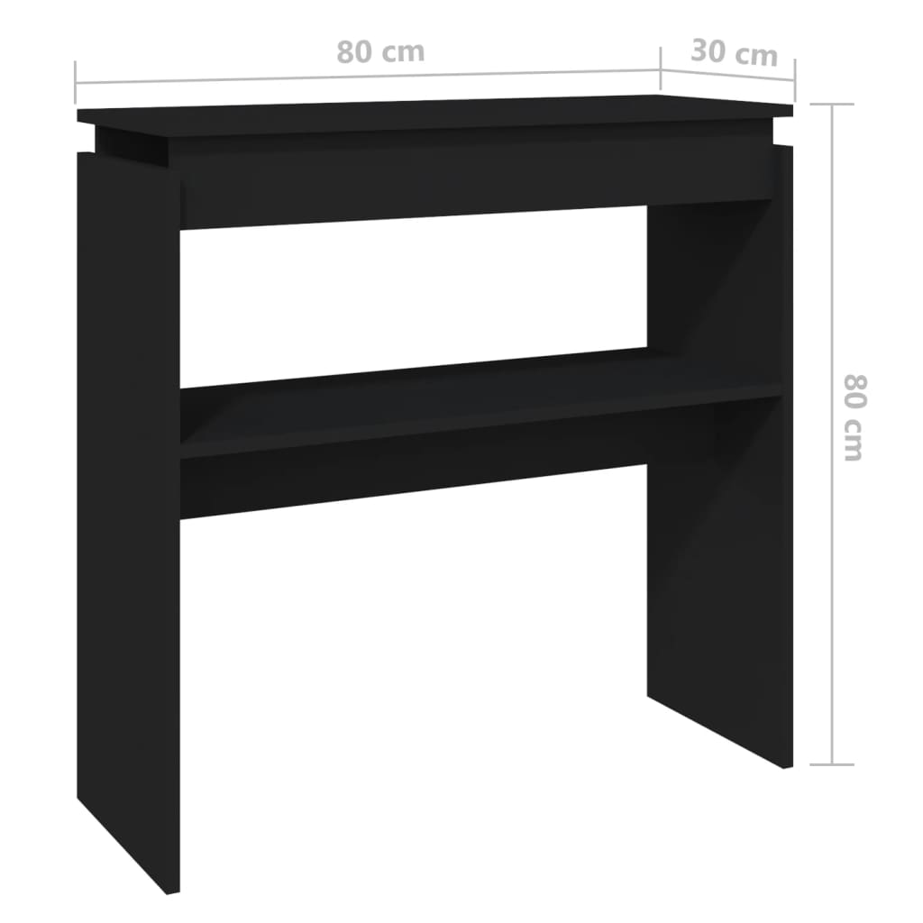 Table console Noir 80x30x80 cm Aggloméré