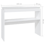 Table console blanc 102x30x80 cm bois d'ingénierie