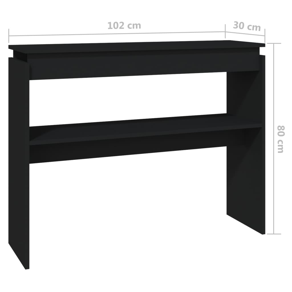 Black console table 102x30x80 cm engineered wood