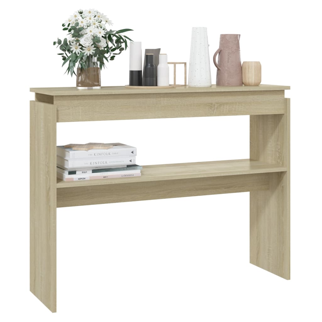 Table console chêne sonoma 102x30x80 cm bois d'ingénierie