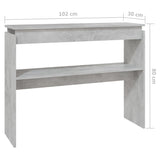 Concrete gray console table 102x30x80 cm engineered wood